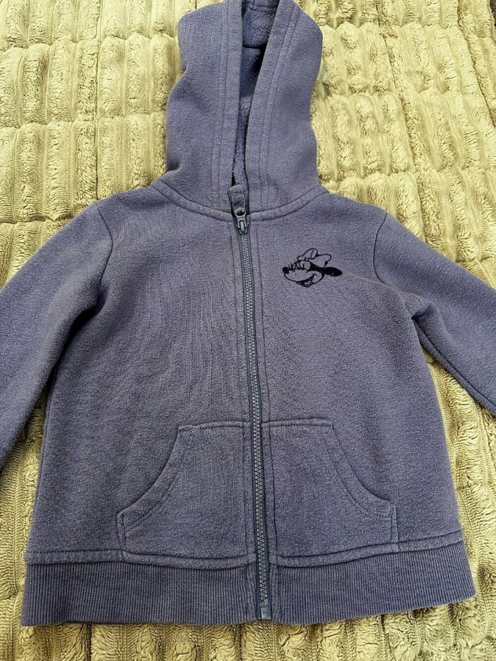 Disney Minnie Mouse Full Zip Up Hoodie, Purple, Baby Girls Size 18 Months, Sherp